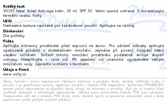 VICHY IDÉAL SOLEIL Krém anti-age SPF 50+ 50ml