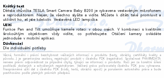 TESLA Smart Camera Baby B200