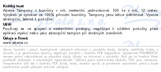 ABENA Tampony z bunič.nester.5x4cm role 2x500ks